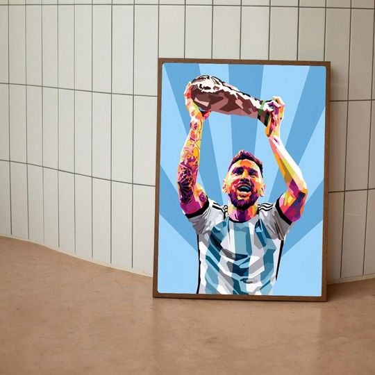 Lionel Messi Poster, Argentina Soccer Print, Soccer Gifts, Sports Poster, Football Player Poster