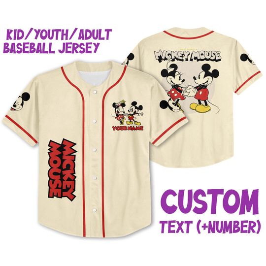 Personalize Mickey Classic Love Custom Name, Disney Baseball Jersey