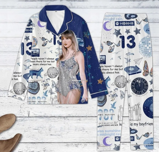 Taylor+Swift Pajama for Women Long Sleeve Silk Pajama Set Soft Two Piece Pj Sets