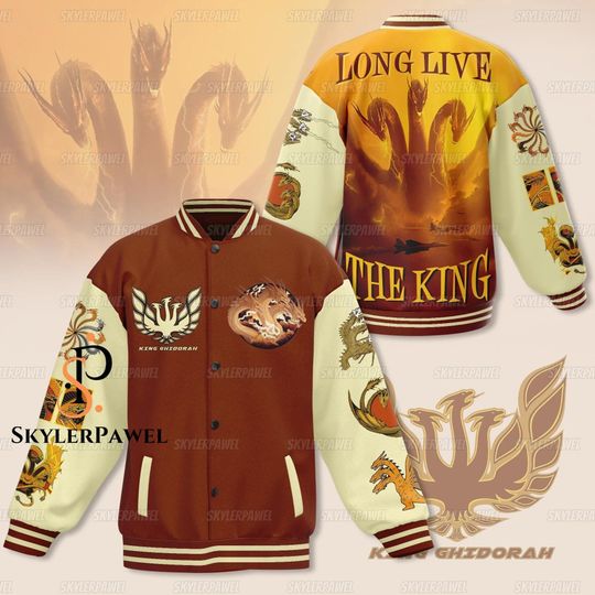 King Ghidorah Baseball Jacket, King Ghidorah Jacket, Jackets For Men, god zilla Baseball Jacket, god zilla Jacket