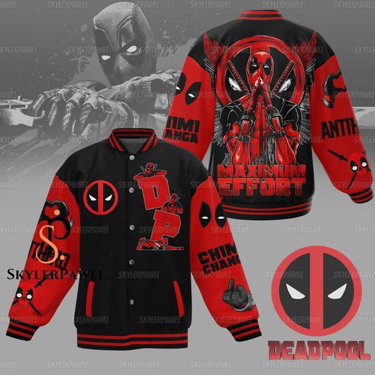 Deadpool Baseball Jacket, Deadpool Jacket, Deadpool Jacket Men, Superhero Baseball Jacket, Superhero Jacket