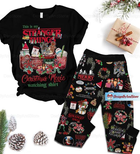 Stranger Thing Pajamas Set, Stranger Thing Shirt, Stranger Thing Pajamas Pants, Stranger Thing Holiday Pajamas
