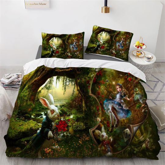 Alice In Wonderland Three Piece Bedding Set, Bedding Set Gift