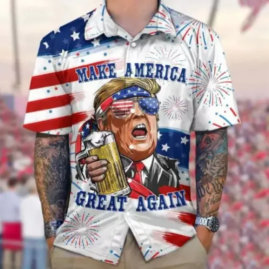 Trump Make America Great Again 4th Of July Independence Day Hawaiian Shirt