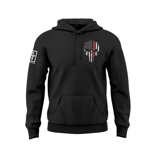 Thin Red Line Shirt Firefighter Hoodie Red Line of Courage Skull USA Flag Men's Hoodie