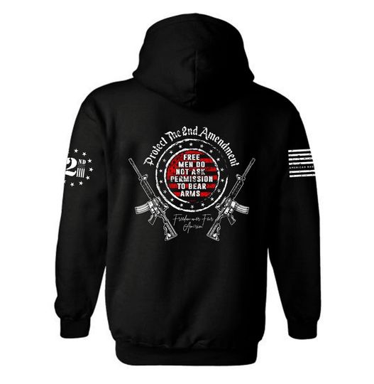 Free Men Do Not Ask Permission to Bear Arms Hoodie | Protect the 2nd | American Flag