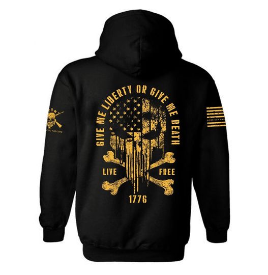 Give me Liberty or Give Me Death Hoodie |  Freedom | 1776 | Punisher American Flag