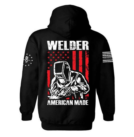 American Flag Welder Hoodie | Welding Job Hoodie | Welder USA Flag Hoodie | Patriotic Welder
