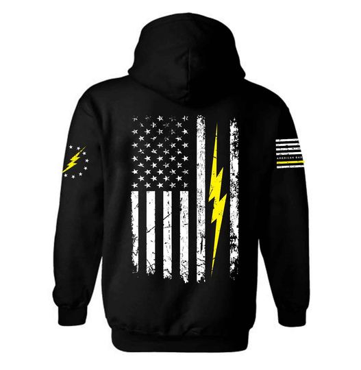 Electrician Patriotic American Flag Hoodie | Electrician Hoodie |  USA Flag Electrician | American flag Electrician Shirt