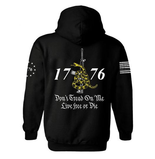 1776 Don't Tread On Me Live Free or Die Hoodie | 1776 | Don't Tread On Me