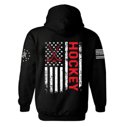 American Flag Hockey Patriotic Hoodie | Hockey | Patriotic Hoodie | American Flag | USA Flag