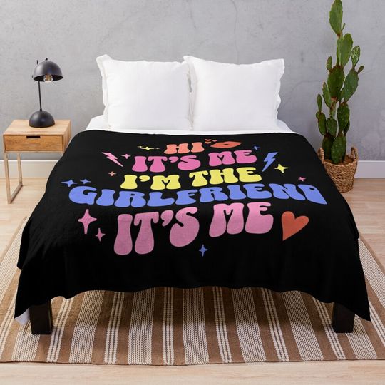 Retro Taylor Version Couple Funny Couple I'm The Girlfriend Announcement II Throw Blanket