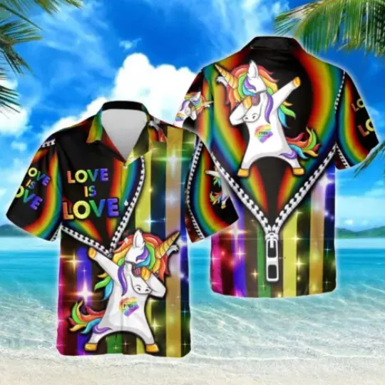 LGBT Pride Month Love Is Love Unicorn Hawaiian Shirt