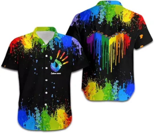Rainbow Paint Color LGBT Pride Month 3d Hawaiian Summer Beach Shirts