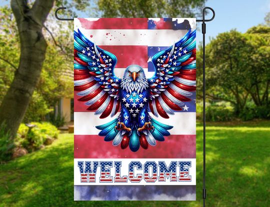 American Eagle Patriotic Garden Flag Sublimation Design