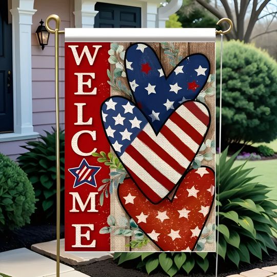 4th of July Patriotic Welcome Garden Flag