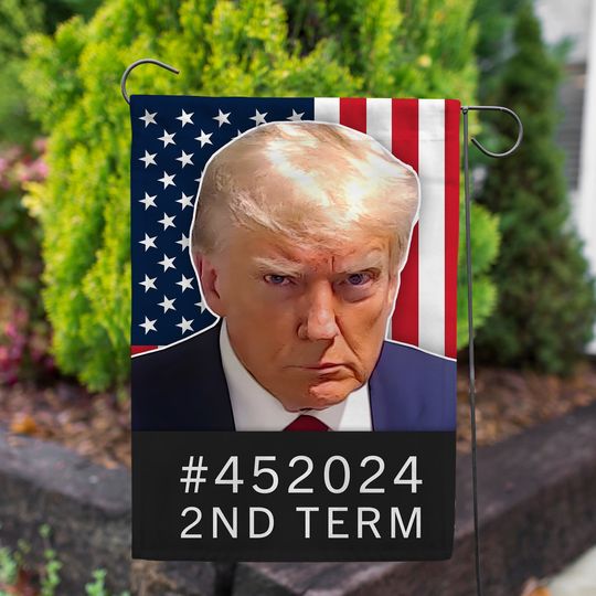 Trump Mugshot Flag, President Donald Trump 2024 Garden Flag, Trump Mugshot Never Surrender Flag, 2024 Trump Flag,