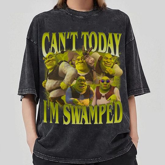 Can't Today I'm Swamped Shirt Funny Tee, Shrek Big Face Boys Tees, Vintage Graphic T-shirt