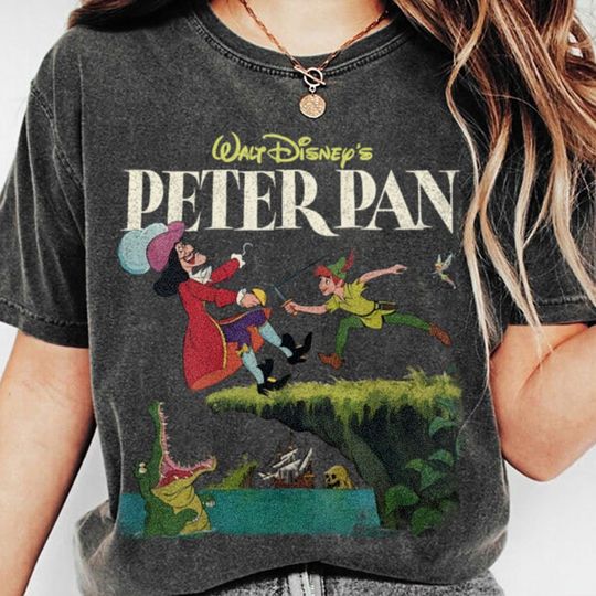 Peter Pan Fight Captain Hook Shirt Funny Tee, Neverland Tinker Bell Princess Tees, Vintage Graphic T-shirt Family 2024 Trip Gifts