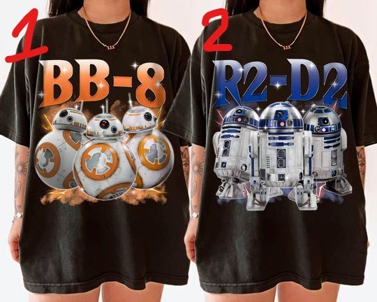 Droid R2-D2 and BB-8 Couple Tee, Retro Shirt, Vintage Graphic T-shirt