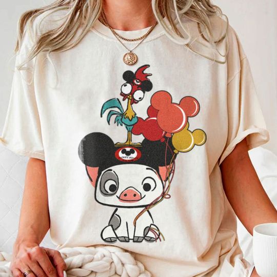 Moana Friends Hei Hei Rooster And Pua Mouse Ear Shirt Funny Tee, Boys Tees, Vintage Graphic T-shirt