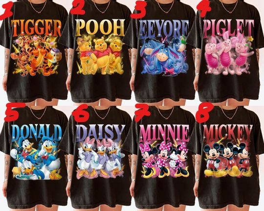 Team All Friends Mickey Minnie Pluto Goofy Donald Daisy Duck Shirt Funny Tee, Mouse Tees, Vintage Graphic T-shirt Family 2024 Trip Gifts