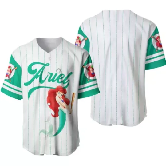 Ariel Princess Baseball Jersey Shirt, The Little Mermaid Baseball Jersey