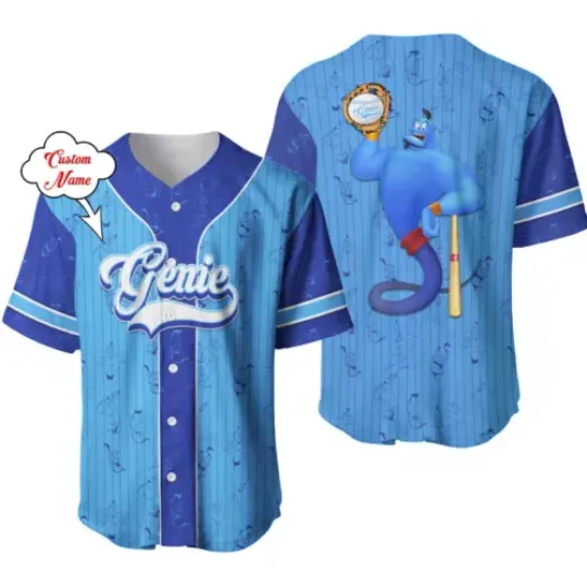 Personalized Genie Aladdin Button Down Baseball Jersey AOP Shir