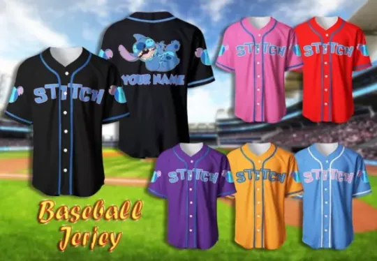 Personalized Lilo And Stitch Baseball Jersey Button Down Shirt