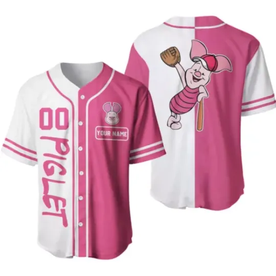 Personalized Piglet Winnie The Pooh Baseball Jersey Shirt Adult
