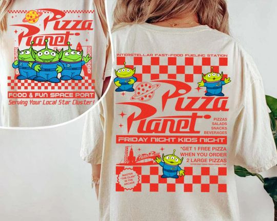 Three Aliens Pizza Planet Tee, Little Green Men Shirt, 2024 Family Trip T-shirt