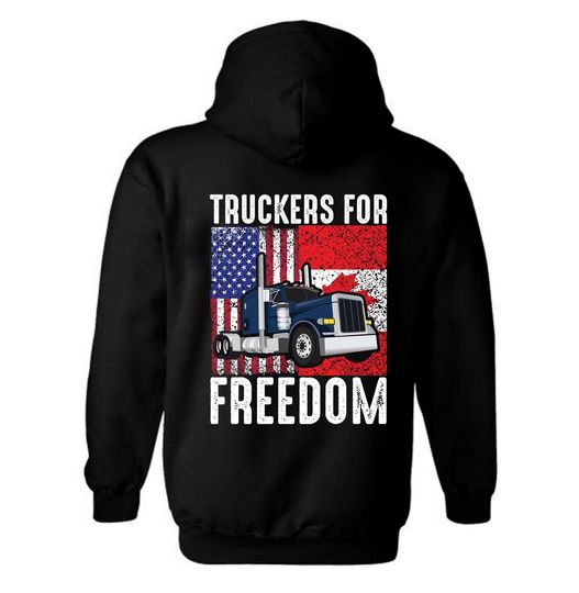 Truckers for Freedom America and Canada Flag Patriotic Hoodie