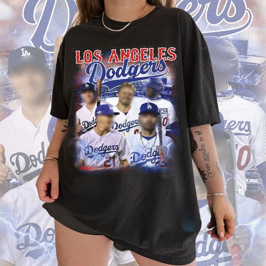 Personalize Retro Baseball Bootleg T-Shirt, Custom LA Baseball 90s Graphics T-Shirt