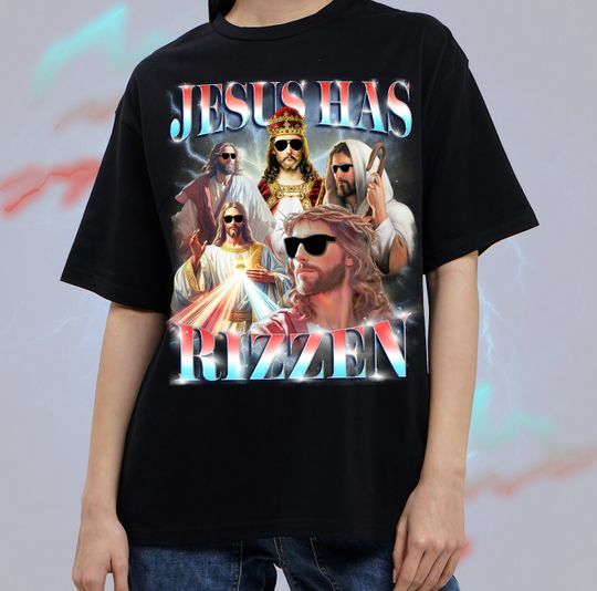Personalize Jesus Has Rizzen T-Shirt, Retro 90s Graphic Bootleg Shirt - Easter T-Shirt