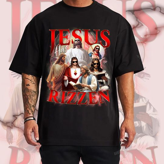 Personalize Jesus Has Rizzen T-Shirt Vintage Bootleg, Funny Christian Faith Religious