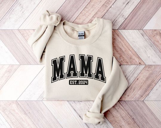 Personalized Mama Est 2024 Sweatshirt, Custom Mom Shirt, Baby Announcement, New Mom Gift, Mama Crewneck, Mothers Day Gift, Wife Gift