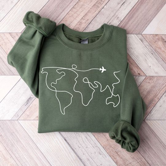 Travel Sweater, Adventure Sweater, World Map Travel Sweatshirt, Road Trip, Traveler Gift, Wanderlust Sweater