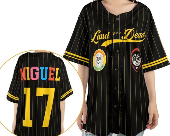 2 Sided Pixar Coco Miguel Baseball Jersey Shirt, Vintage Land Of The Dead