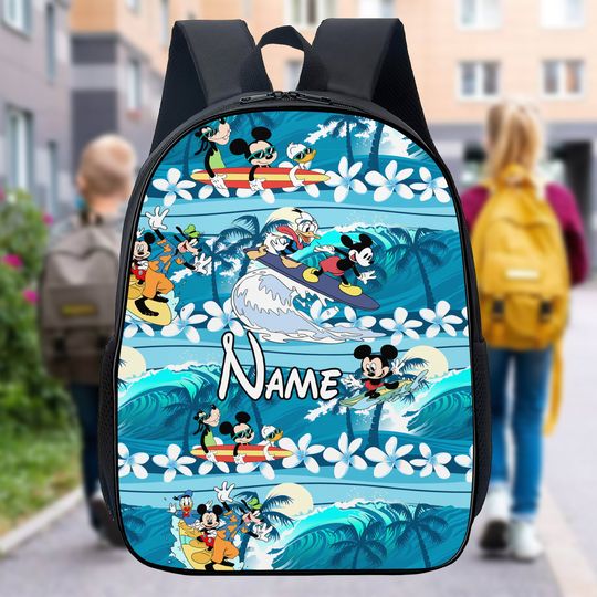 Personalize Backpack Mouse Surfing With Friends 3D All Over Printed Bag, Back To School, Birthday Gift