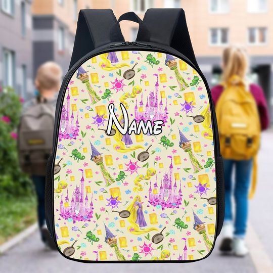 Personalize Backpack Watercolor Princess Movie Bag, Back To School