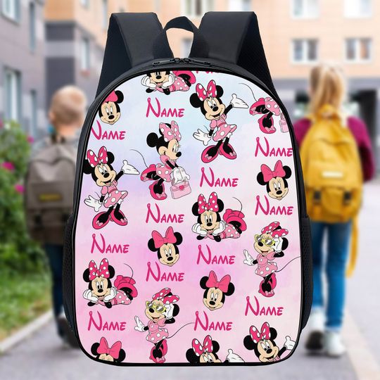 Personalized Watercolor Mouse Backpack, Cartoon Baby School Bag