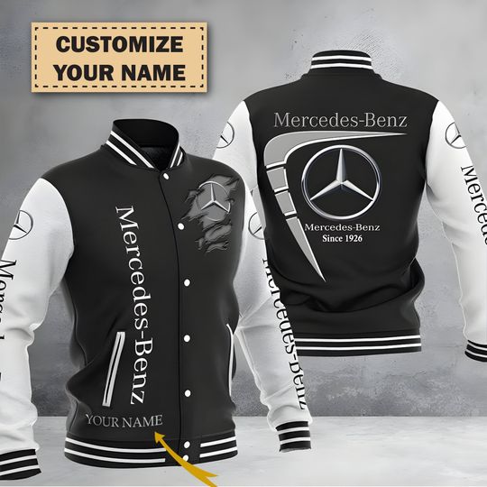 Personalized Mercedes Printed Baseball Jacket, Gift For Lovers, Gift For Men And Women, Gift Birthday, Gift For Him, Gift For Kids