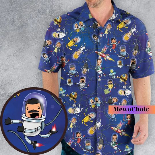 Bob Burger Shirt, Space Bob BurgerShirt, Button Up Shirts, Bob Burger Family