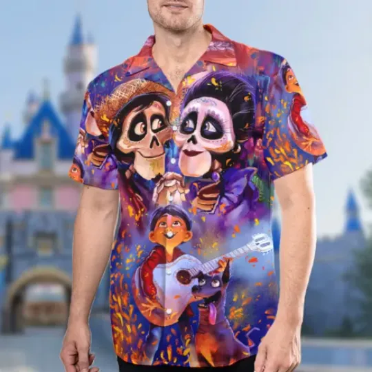 Cartoon Skeleton Family Hawaii Beach Shirt, Family Button up