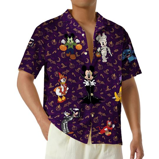 Funny Disney Vampire Halloween Hawaiian Shirt, Trick or Treat Shirt, Spooky Season Button Up Shirt