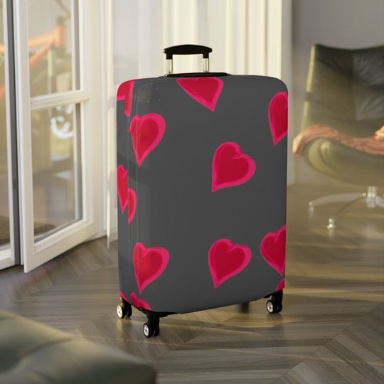 Love Hearts Inspired Luggage Cover, Summer Vacation, Summer Trip