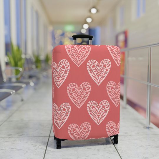 Patterned Hearts Inspired Luggage Cover, Summer Vacation, Summer Trip
