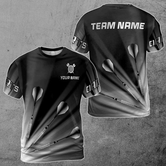 Custom Name Team Name Silver Darts Arrow Darts Team Men's 3D T-Shirt