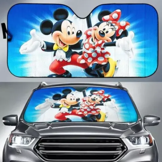 Mickey And Minnie Mouse Couple Happy Valentine Car Sun Shade