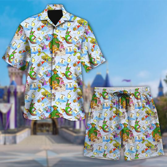 Chibi Characters Hawaii Beach Shirt, Adventure Movie Button Up Shirt, Cartoon Hawaiian Shirt Gift